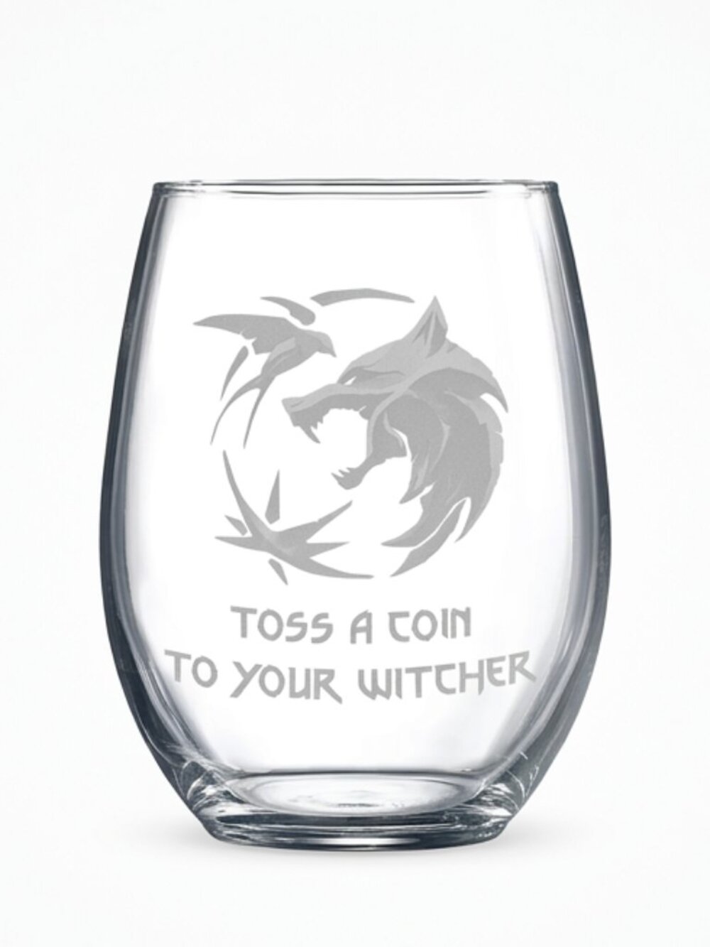 The Witcher | 21oz “Toss a Coin to Your Witcher” Etched Stemless Wine Glass